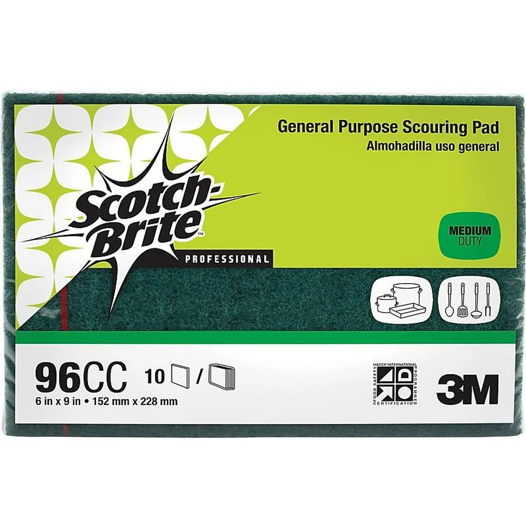 Scotch-Brite™ General Purpose Scouring Pad, Green, 10/Pack (96CC) 4 Scotch-Brite™ General Purpose Scouring Pad, Green, 10/Pack (96CC) - Image 2