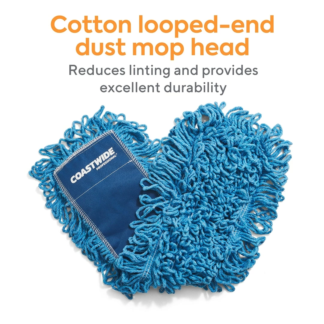 Coastwide Professional™ Looped-End Dust Mop Head, Cotton, 24" X 5", Blue (CW56759) 3 Coastwide Professional™ Looped-End Dust Mop Head, Cotton, 24" X 5", Blue (CW56759)