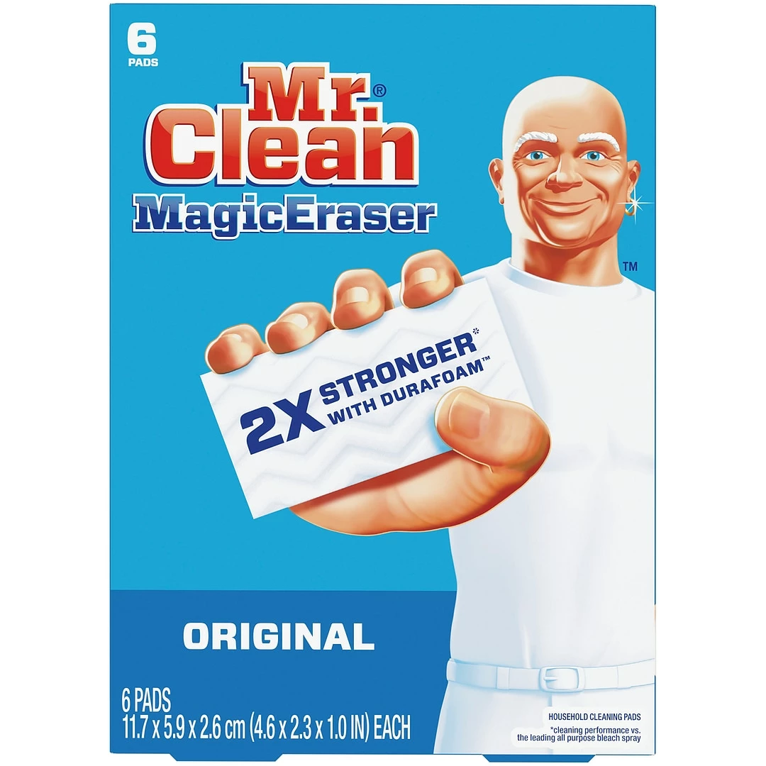 Mr. Clean Magic Eraser Original, Cleaning Pads With Durafoam, 6 Count, 6 Packs/Carton (79009) 3 Mr. Clean Magic Eraser Original, Cleaning Pads With Durafoam, 6 Count, 6 Packs/Carton (79009)