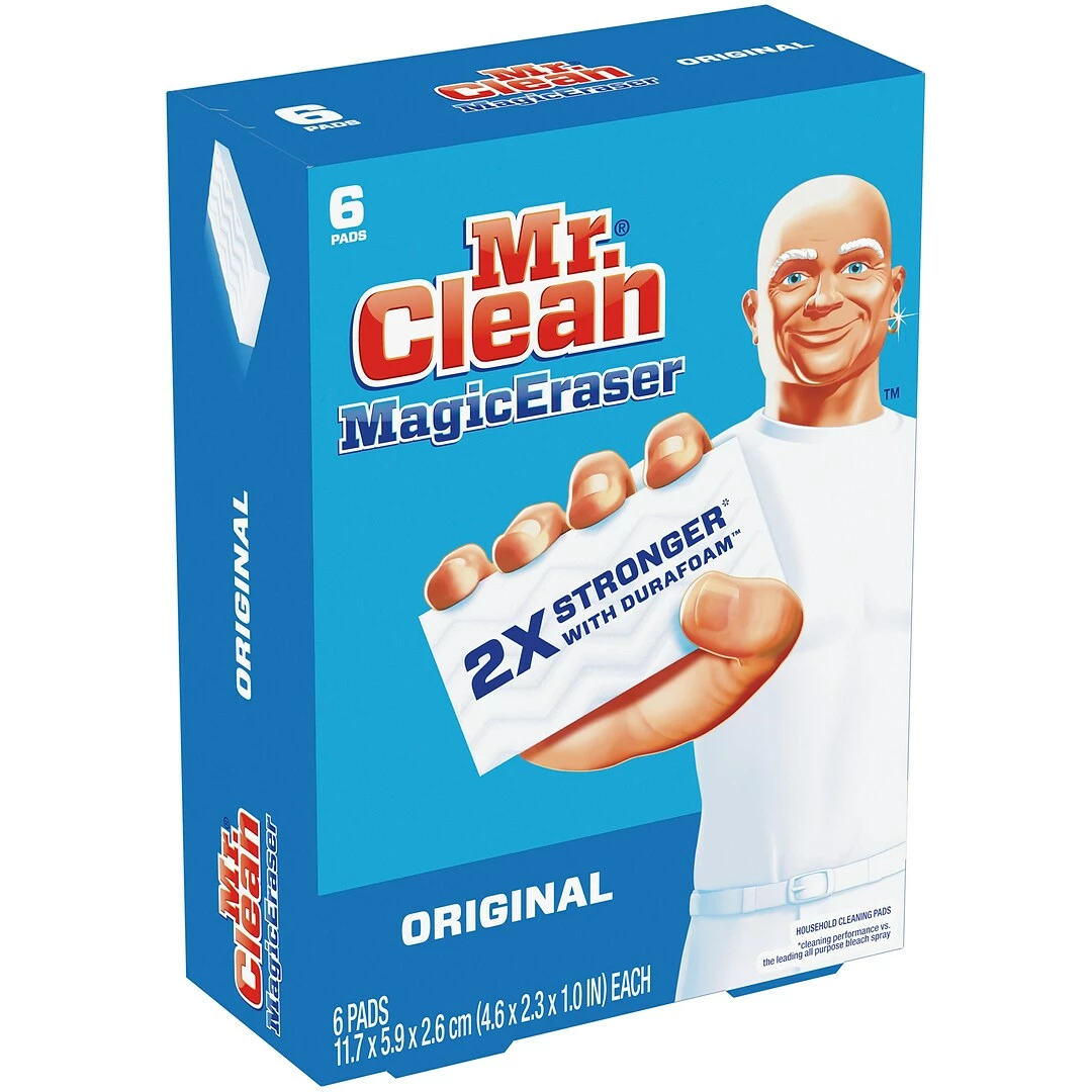Mr. Clean Magic Eraser Original, Cleaning Pads With Durafoam, 6 Count, 6 Packs/Carton (79009) 8 Mr. Clean Magic Eraser Original, Cleaning Pads With Durafoam, 6 Count, 6 Packs/Carton (79009) - Image 6