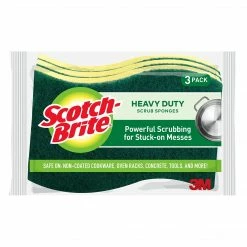 Scotch-Brite® Heavy Duty Scrub Sponge, Green/Yellow, 3/Pack (HD-3)