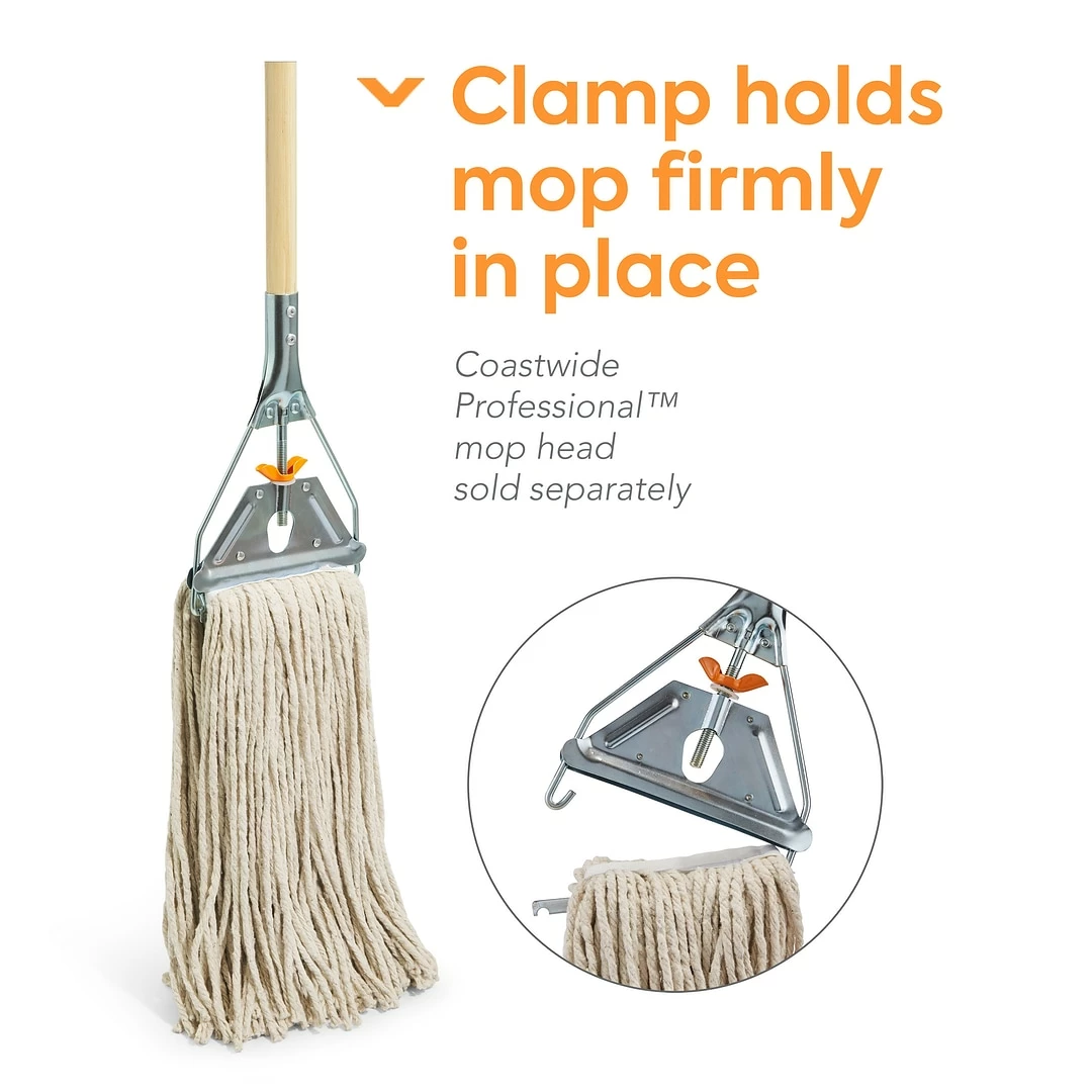 Coastwide Professional™60" Side Gate Wood Wet Mop Handle, Galvanized Metal Head (CW58007) 5 Coastwide Professional™60" Side Gate Wood Wet Mop Handle, Galvanized Metal Head (CW58007) - Image 3
