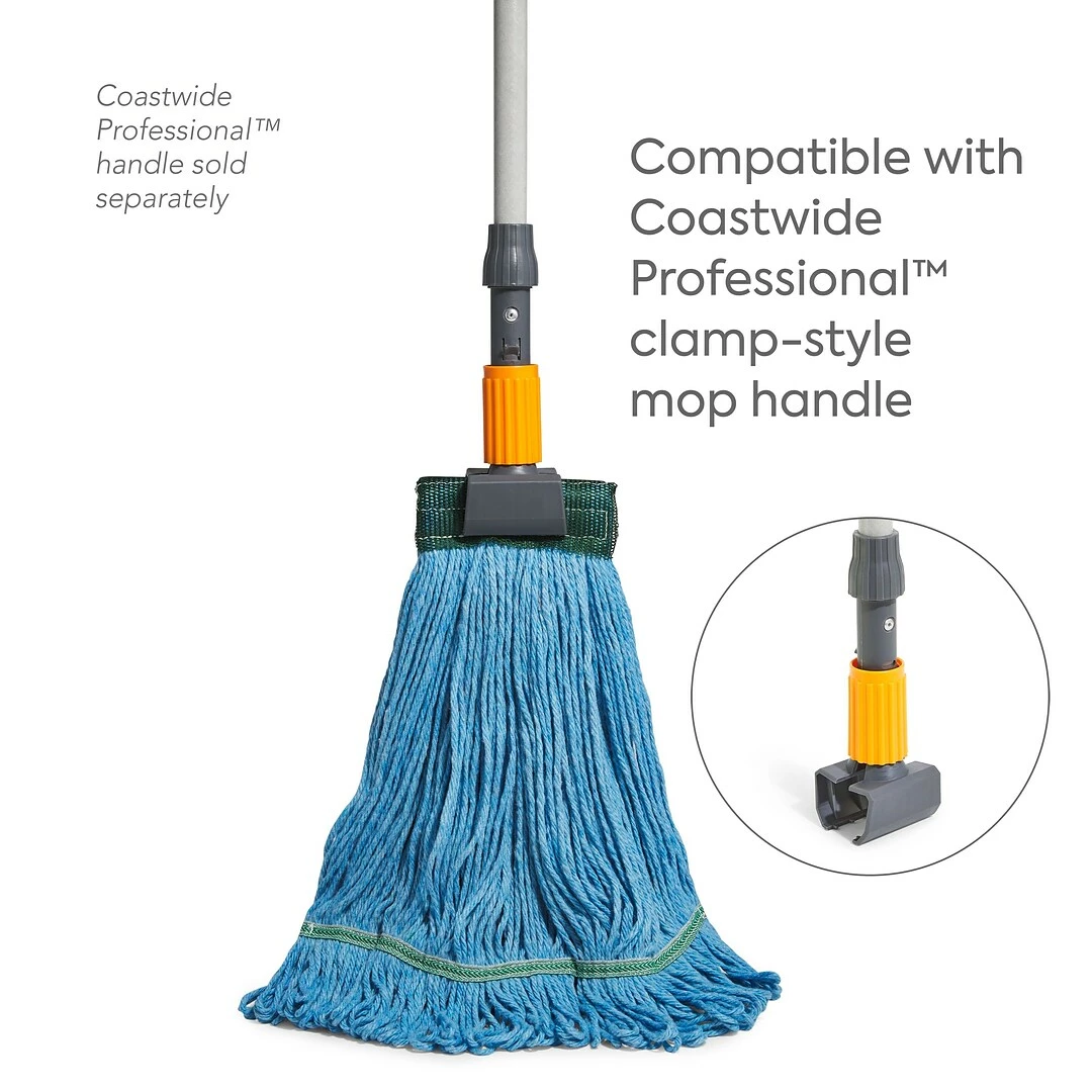 Coastwide Professional™ Looped-End Wet Mop Head, Medium, Recycled Blend, 5" Headband, Blue (CW57751) 5 Coastwide Professional™ Looped-End Wet Mop Head, Medium, Recycled Blend, 5" Headband, Blue (CW57751) - Image 3