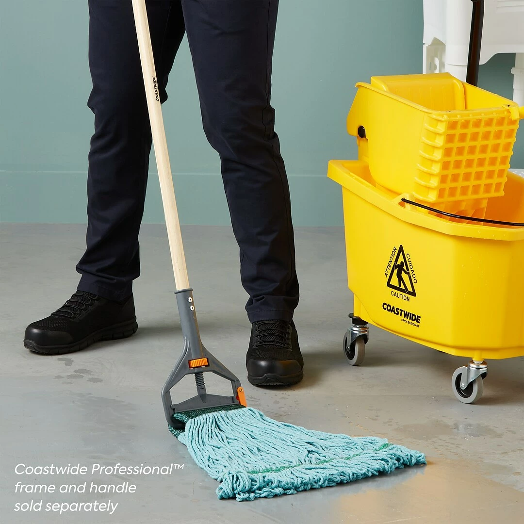 Coastwide Professional™ Looped-End Wet Mop Head, Medium, Recycled Blend, 5" Headband, Blue (CW57751) 7 Coastwide Professional™ Looped-End Wet Mop Head, Medium, Recycled Blend, 5" Headband, Blue (CW57751) - Image 5