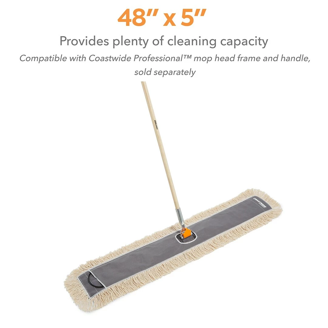 Coastwide Professional™ Cut-End Dust Mop Head, Cotton, 48" X 5", White (CW56755) 6 Coastwide Professional™ Cut-End Dust Mop Head, Cotton, 48" X 5", White (CW56755) - Image 4
