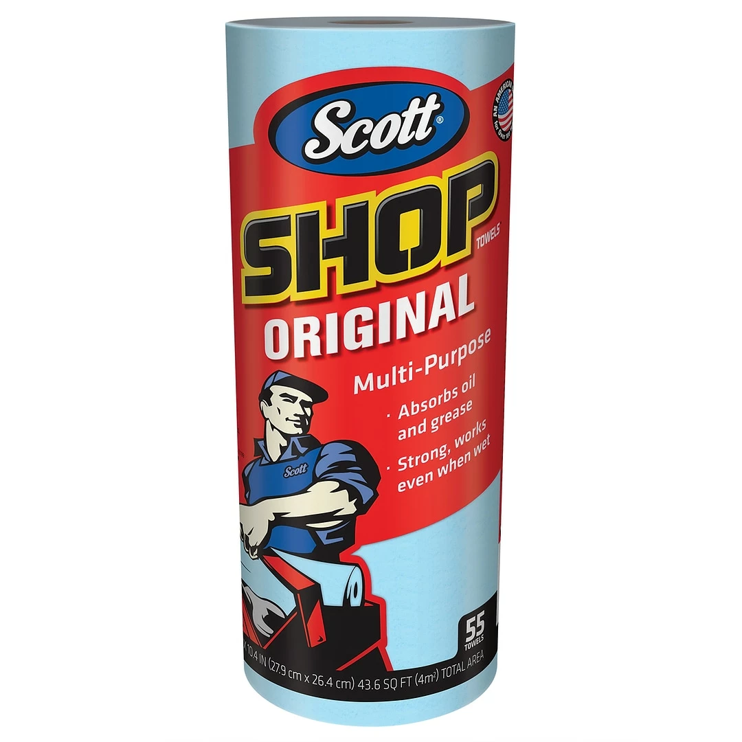 Scott Shop Towels Original Nylon Wipers, Blue, 55 Sheets/Roll, 30 Rolls/Carton (75130) 3 Scott Shop Towels Original Nylon Wipers, Blue, 55 Sheets/Roll, 30 Rolls/Carton (75130)