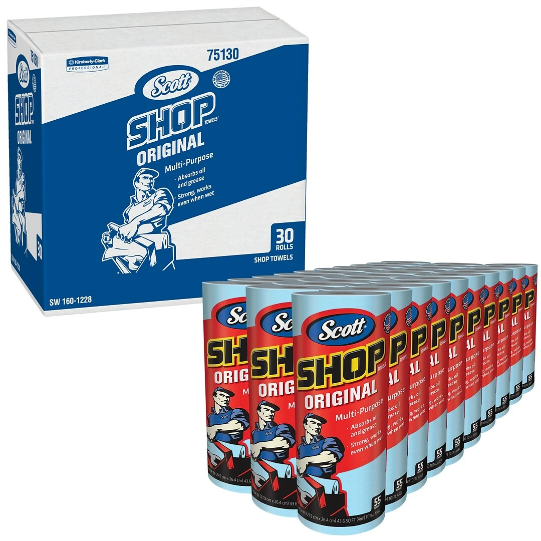 Scott Shop Towels Original Nylon Wipers, Blue, 55 Sheets/Roll, 30 Rolls/Carton (75130) 5 Scott Shop Towels Original Nylon Wipers, Blue, 55 Sheets/Roll, 30 Rolls/Carton (75130) - Image 3