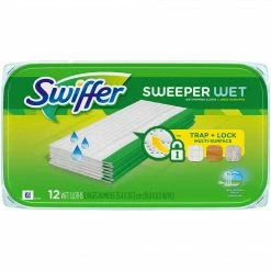 Swiffer Sweeper TRAP+ LOCK Wet  Cloth Refills, Open-Window Fresh, 12/Box (95531)