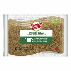 Scotch-Brite® Greener Clean Non-Scratch Scrub Sponge, Tan, 3/Pack (97033)