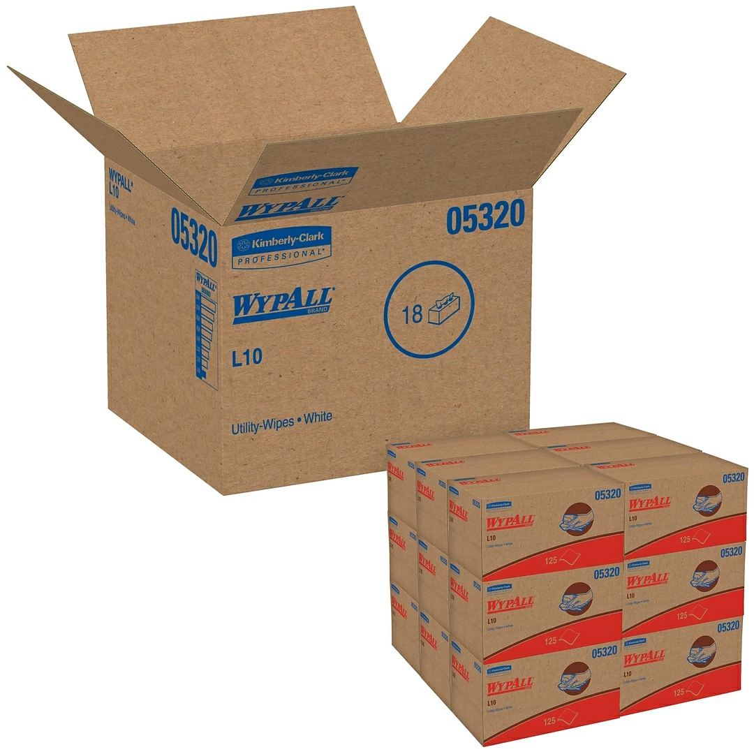 WypAll L10 Paper Wipers, White, 125/Box (05320) 4 WypAll L10 Paper Wipers, White, 125/Box (05320) - Image 2