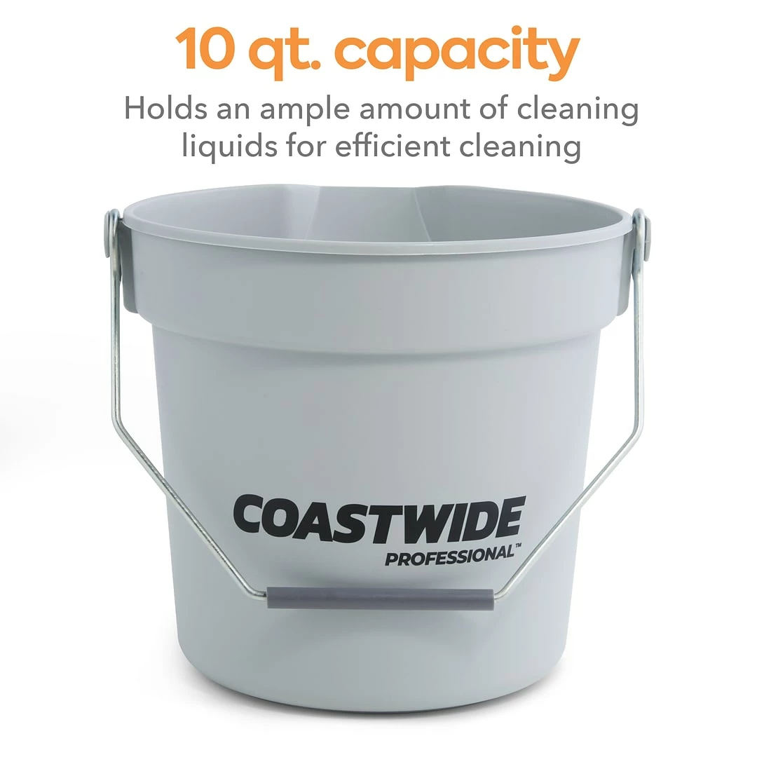 Coastwide Professional™ Plastic Bucket, 10 Qt., Gray (CW58017) 3 Coastwide Professional™ Plastic Bucket, 10 Qt., Gray (CW58017)