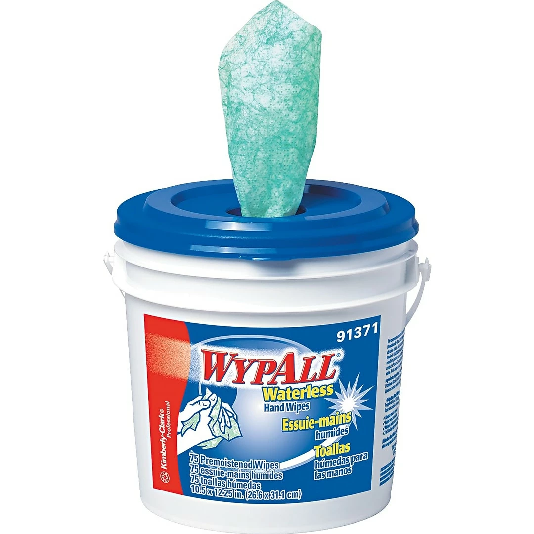 Wypall Waterless Hand Wipes, Citrus Fragrance, 75 Wipes/Bucket (91371EA) 3 Wypall Waterless Hand Wipes, Citrus Fragrance, 75 Wipes/Bucket (91371EA)