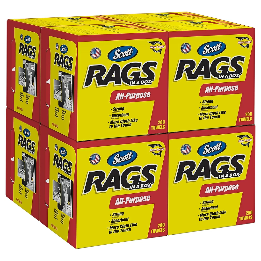 Scott Rags In A Box Fabric Wipers, White, 200 Wipers/Box, 8 Boxes/Carton (75260) - Image 2