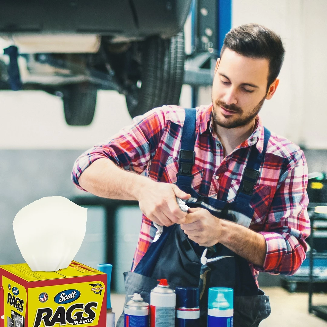 Scott Rags In A Box Fabric Wipers, White, 200 Wipers/Box, 8 Boxes/Carton (75260) - Image 5