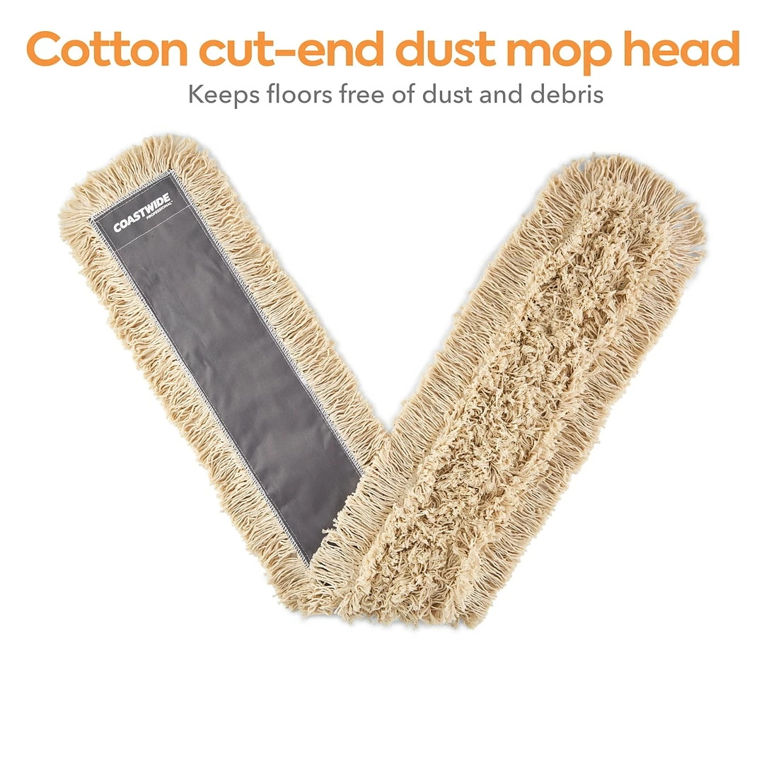 Coastwide Professional™ Cut-End Dust Mop Head, Cotton, 60" X 5", White (CW56756) 3 Coastwide Professional™ Cut-End Dust Mop Head, Cotton, 60" X 5", White (CW56756)