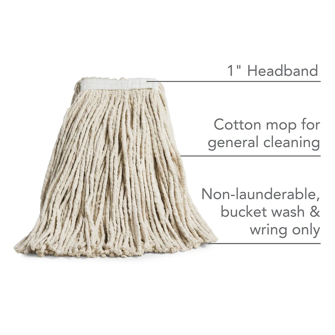 Coastwide Professional™ Cut-End Wet Mop Head, #20, Cotton, 1" Headband, White (CW57743) - Image 2