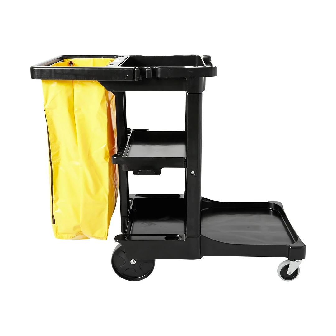 Rubbermaid Janitorial Cleaning Cart, Black Plastic (FG617388BLA) 3 Rubbermaid Janitorial Cleaning Cart, Black Plastic (FG617388BLA)