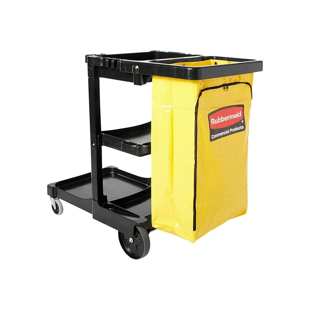 Rubbermaid Janitorial Cleaning Cart, Black Plastic (FG617388BLA) 4 Rubbermaid Janitorial Cleaning Cart, Black Plastic (FG617388BLA) - Image 2