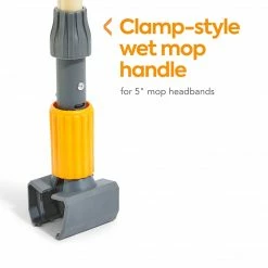 Coastwide Professionalâ„¢ 60" Clamp Style Wood Wet Mop Handle, Plastic Head (CW58006)