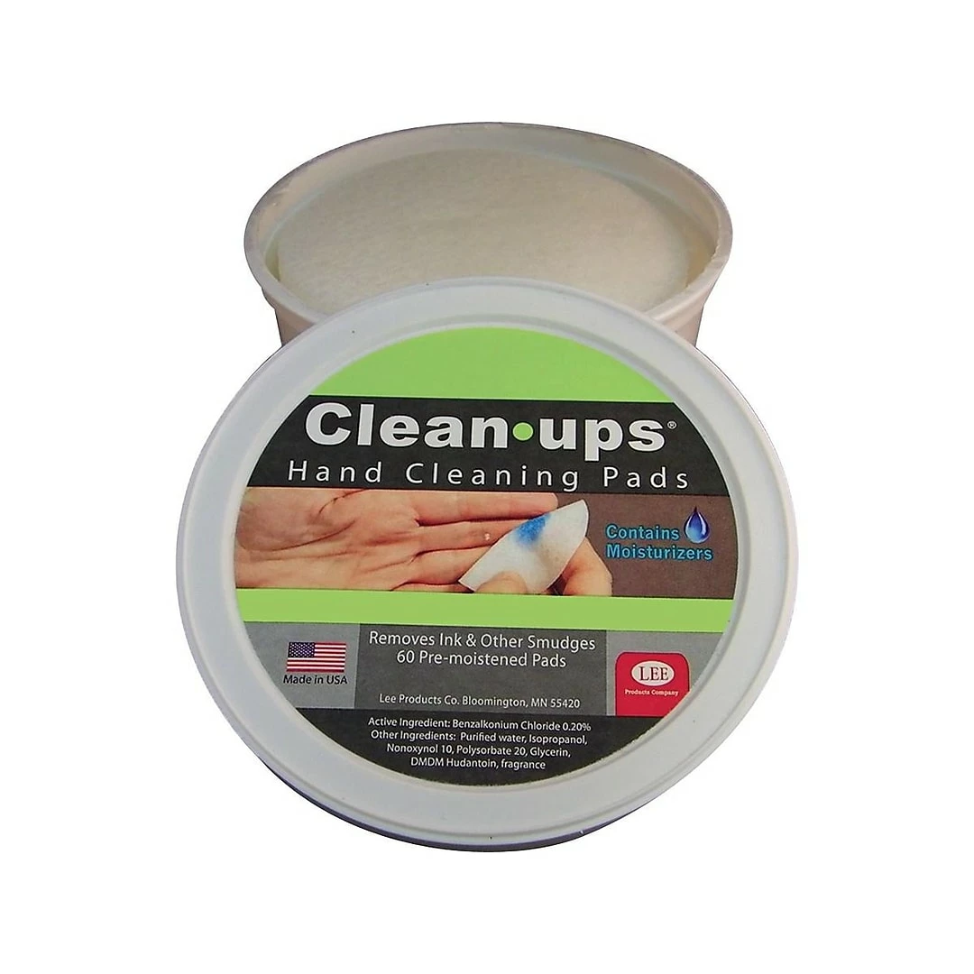 Lee Clean-Ups 3"Dia. Moistened Cleaning Pads, White, 60/Pack (10145) 3 Lee Clean-Ups 3"Dia. Moistened Cleaning Pads, White, 60/Pack (10145)