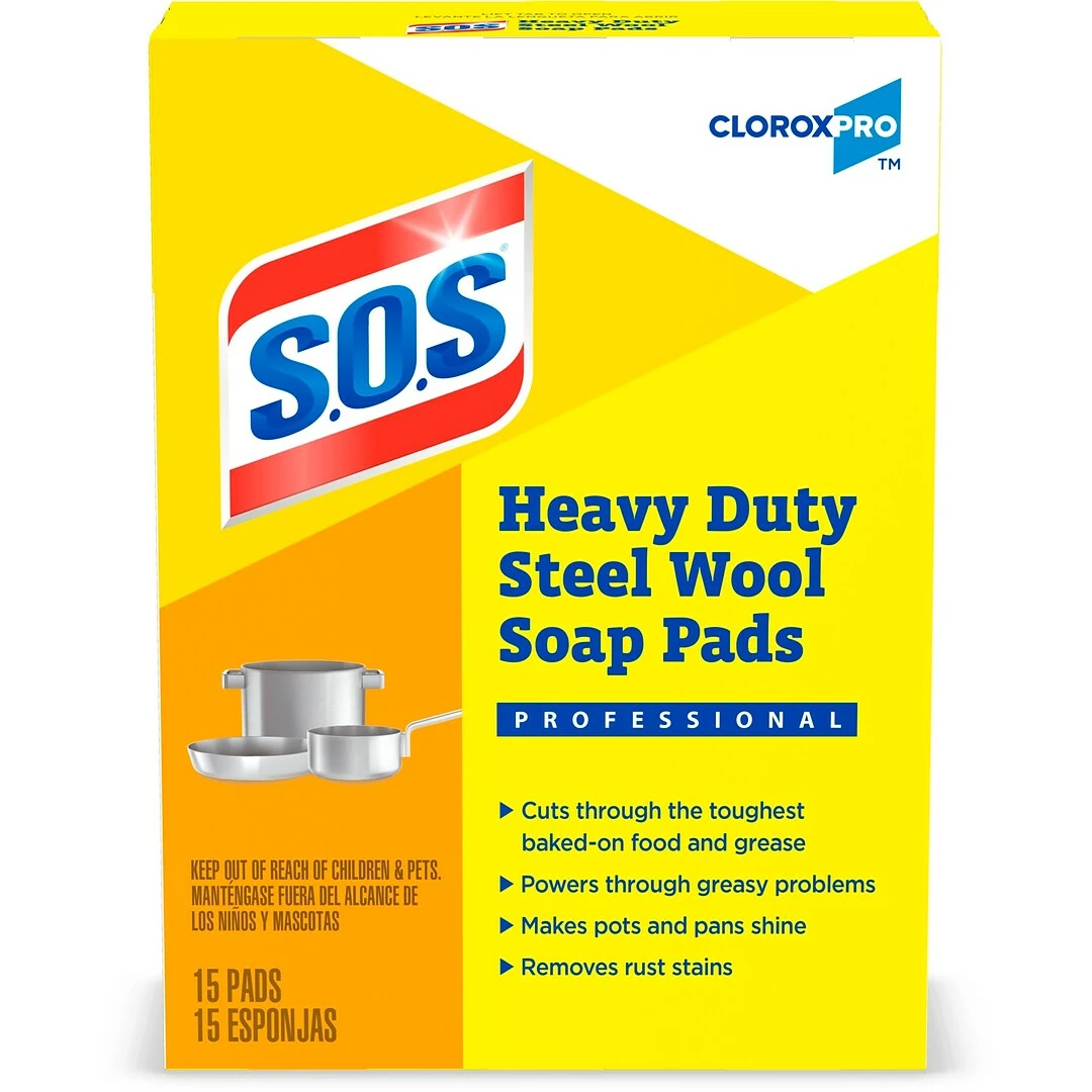 CloroxPro™ S.O.S® Steel Wool Soap Pads, 15 Count Each (Pack Of 12) (88320) 4 CloroxPro™ S.O.S® Steel Wool Soap Pads, 15 Count Each (Pack Of 12) (88320) - Image 2