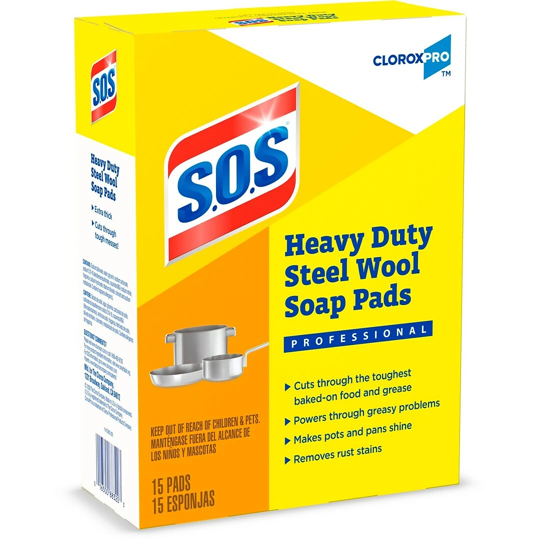 CloroxPro™ S.O.S® Steel Wool Soap Pads, 15 Count Each (Pack Of 12) (88320) 8 CloroxPro™ S.O.S® Steel Wool Soap Pads, 15 Count Each (Pack Of 12) (88320) - Image 6