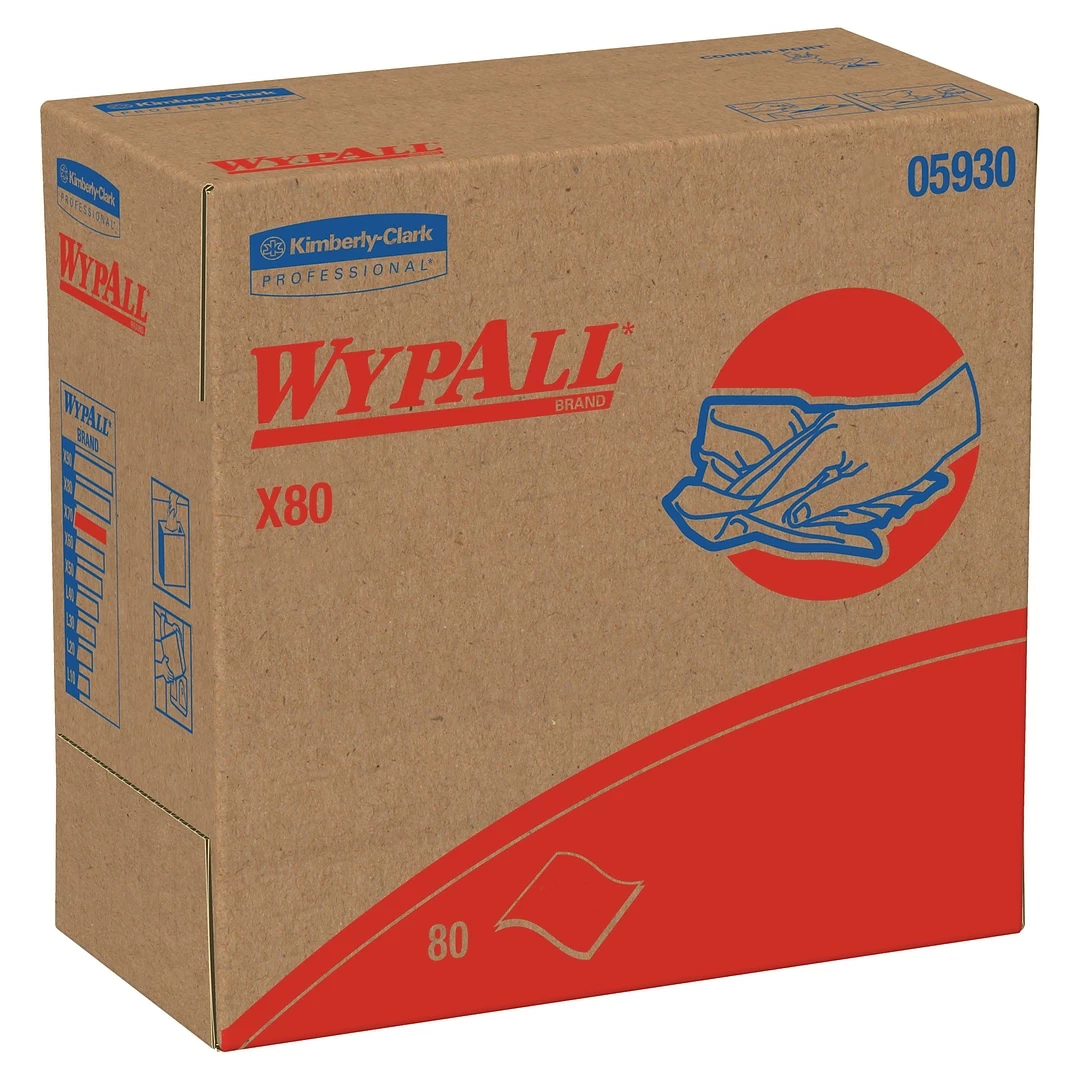 WYPALL X80 Shop Towel Replacement Wiper, Red, POP-UP Box, 9-1/10"x16-4/5", 80/Box, 5 Box/Carton 3 WYPALL X80 Shop Towel Replacement Wiper, Red, POP-UP Box, 9-1/10"x16-4/5", 80/Box, 5 Box/Carton