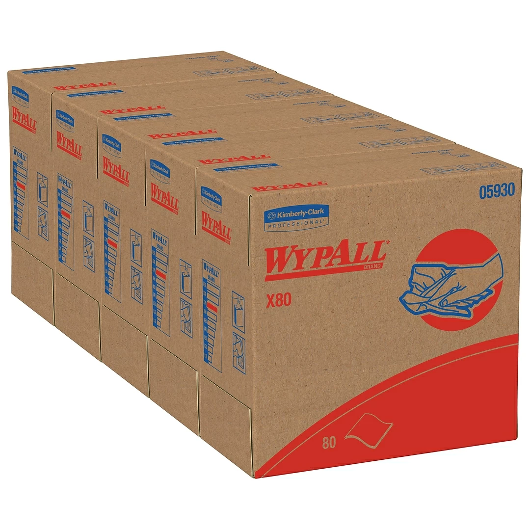 WYPALL X80 Shop Towel Replacement Wiper, Red, POP-UP Box, 9-1/10"x16-4/5", 80/Box, 5 Box/Carton 5 WYPALL X80 Shop Towel Replacement Wiper, Red, POP-UP Box, 9-1/10"x16-4/5", 80/Box, 5 Box/Carton - Image 3