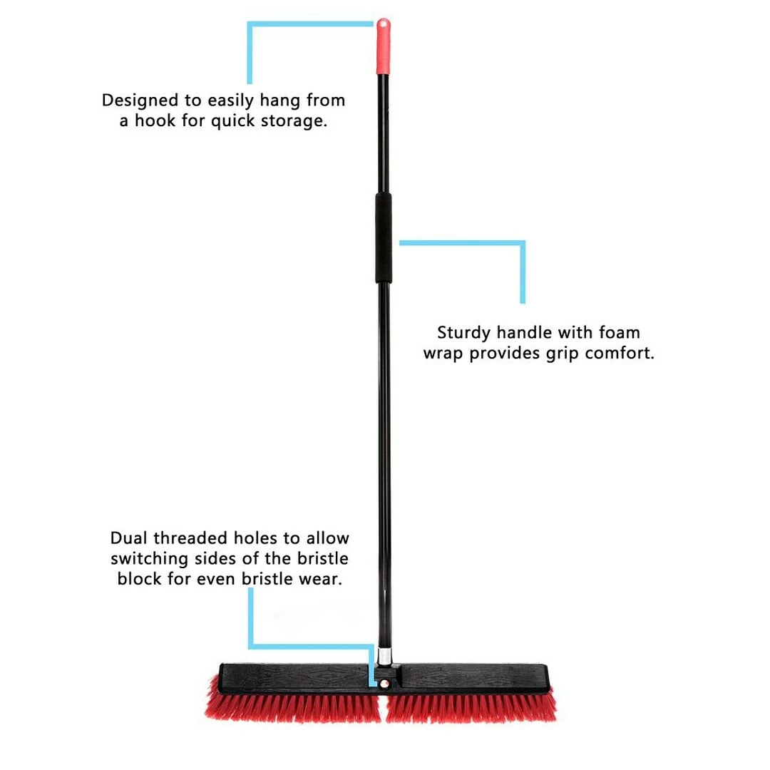 Alpine Industries 24" Red Smooth Surface Push Broom, (2-Pack) 9 Alpine Industries 24" Red Smooth Surface Push Broom, (2-Pack) - Image 7