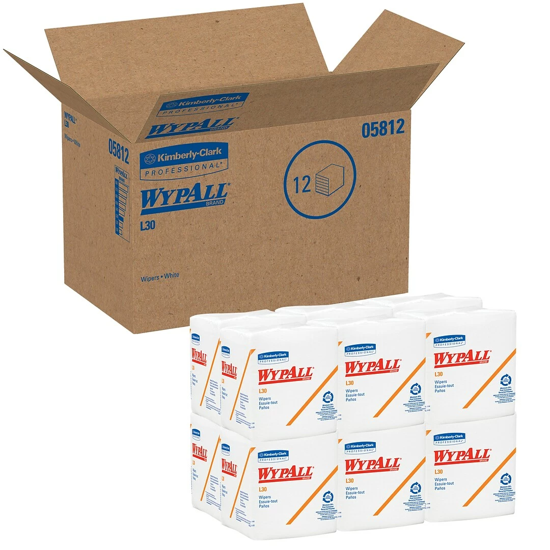 WypAll L30 Durable Fibers Wipers, White, 90 Sheets/Box, 12 Boxes/Carton (05812) 6 WypAll L30 Durable Fibers Wipers, White, 90 Sheets/Box, 12 Boxes/Carton (05812) - Image 4