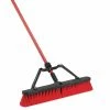 Libman Commercial 24" Multi-Surface Heavy-Duty Push Broom, Red & Black Bristles, 3/Carton (823)