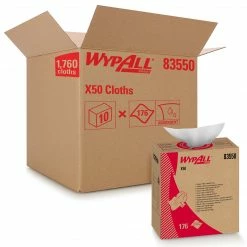 WypAll X50 Cloth Wipers, White, 176 Wipers/Box, 10 Boxes/Carton (83550)