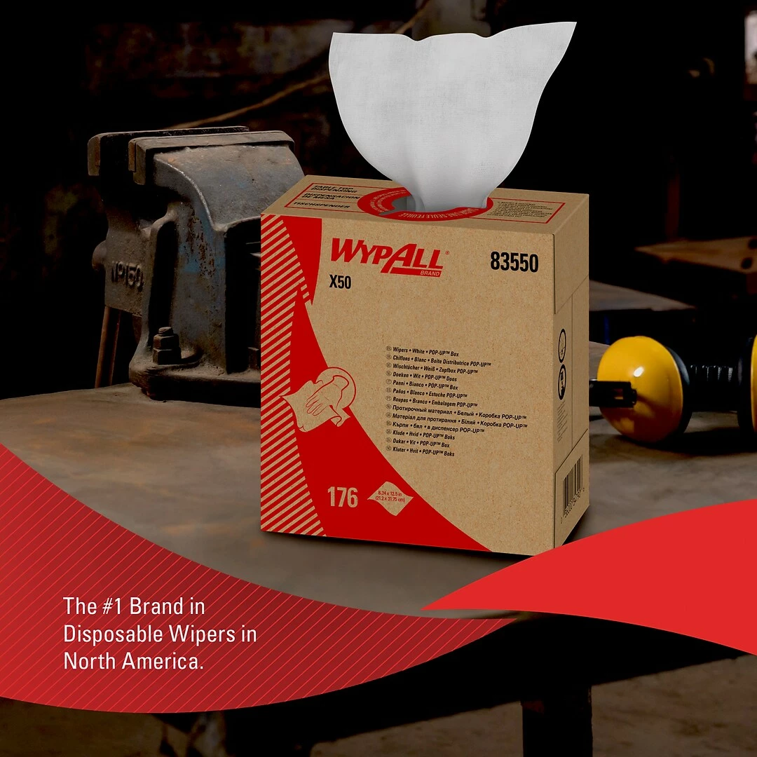 WypAll X50 Cloth Wipers, White, 176 Wipers/Box, 10 Boxes/Carton (83550) - Image 4
