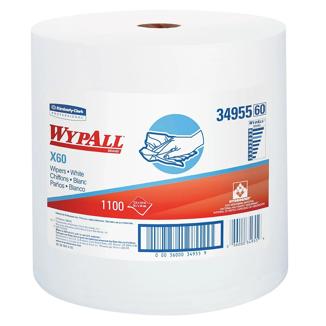 Wypall X60 Nylon Wipers, White, 1,100 Sheets/Carton (34955) 3 Wypall X60 Nylon Wipers, White, 1,100 Sheets/Carton (34955)