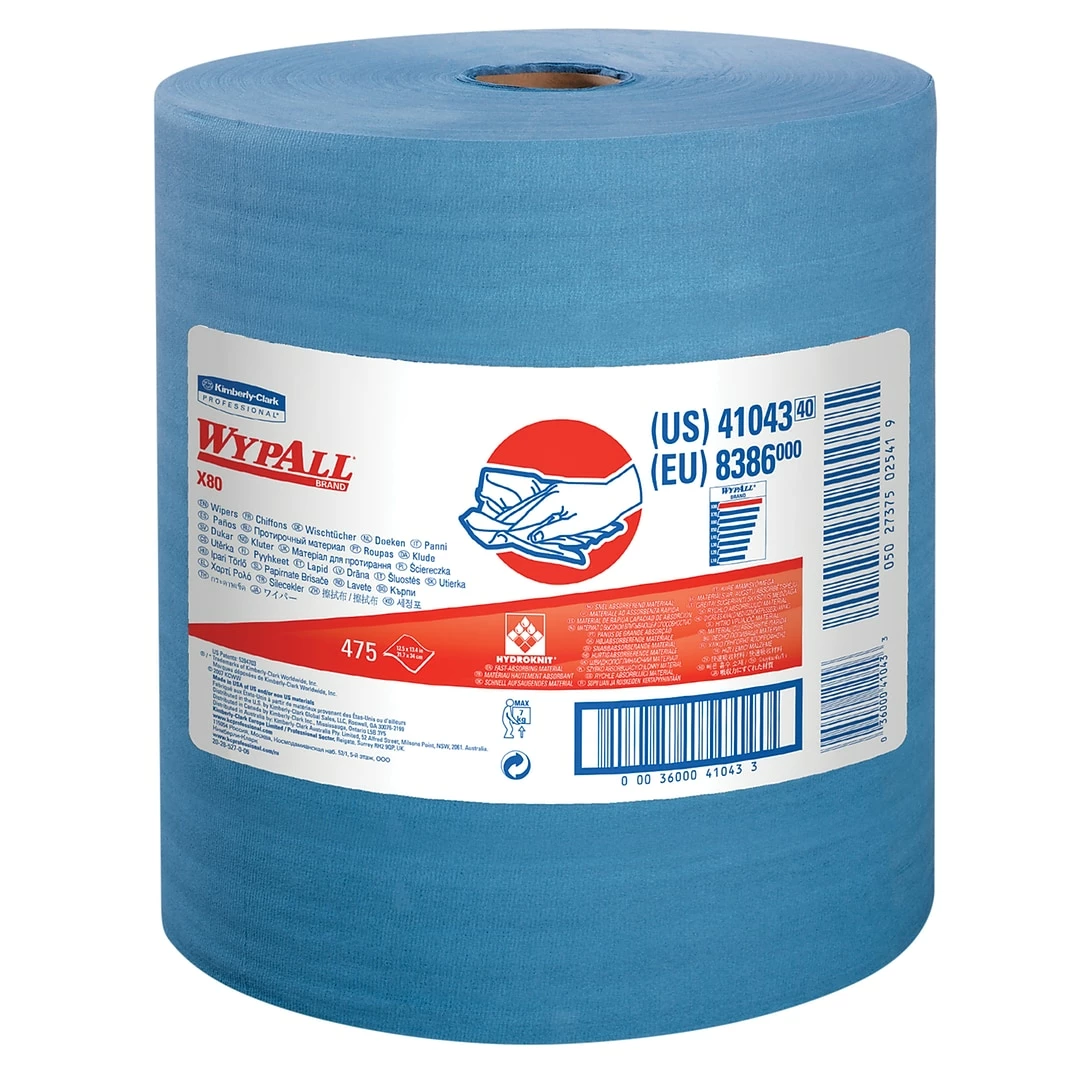 WypAll X80 HYDROKNIT Wipers, Blue, 475/Carton (41043) 3 WypAll X80 HYDROKNIT Wipers, Blue, 475/Carton (41043)