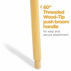 Coastwide Professionalâ„¢ 60" Wood Push Broom Handle, Threaded Wood Tip (CW57740)