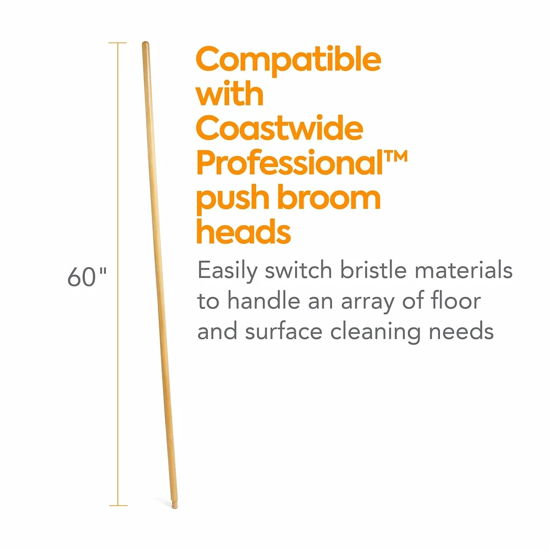 Coastwide Professional™ 60" Wood Push Broom Handle, Threaded Wood Tip (CW57740) 4 Coastwide Professional™ 60" Wood Push Broom Handle, Threaded Wood Tip (CW57740) - Image 2