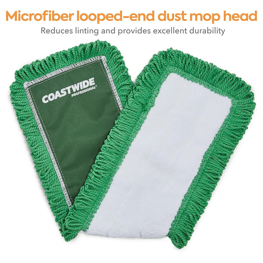 Coastwide Professional™ Looped-End Dust Mop Head, Microfiber, 24" X 5", Green (CW56770) 3 Coastwide Professional™ Looped-End Dust Mop Head, Microfiber, 24" X 5", Green (CW56770)