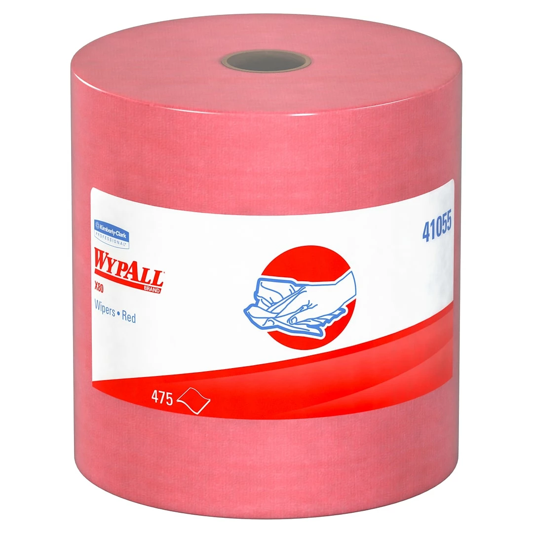 WypAll X80 Cloth Wipers, Red, 475/Roll (41055) 3 WypAll X80 Cloth Wipers, Red, 475/Roll (41055)