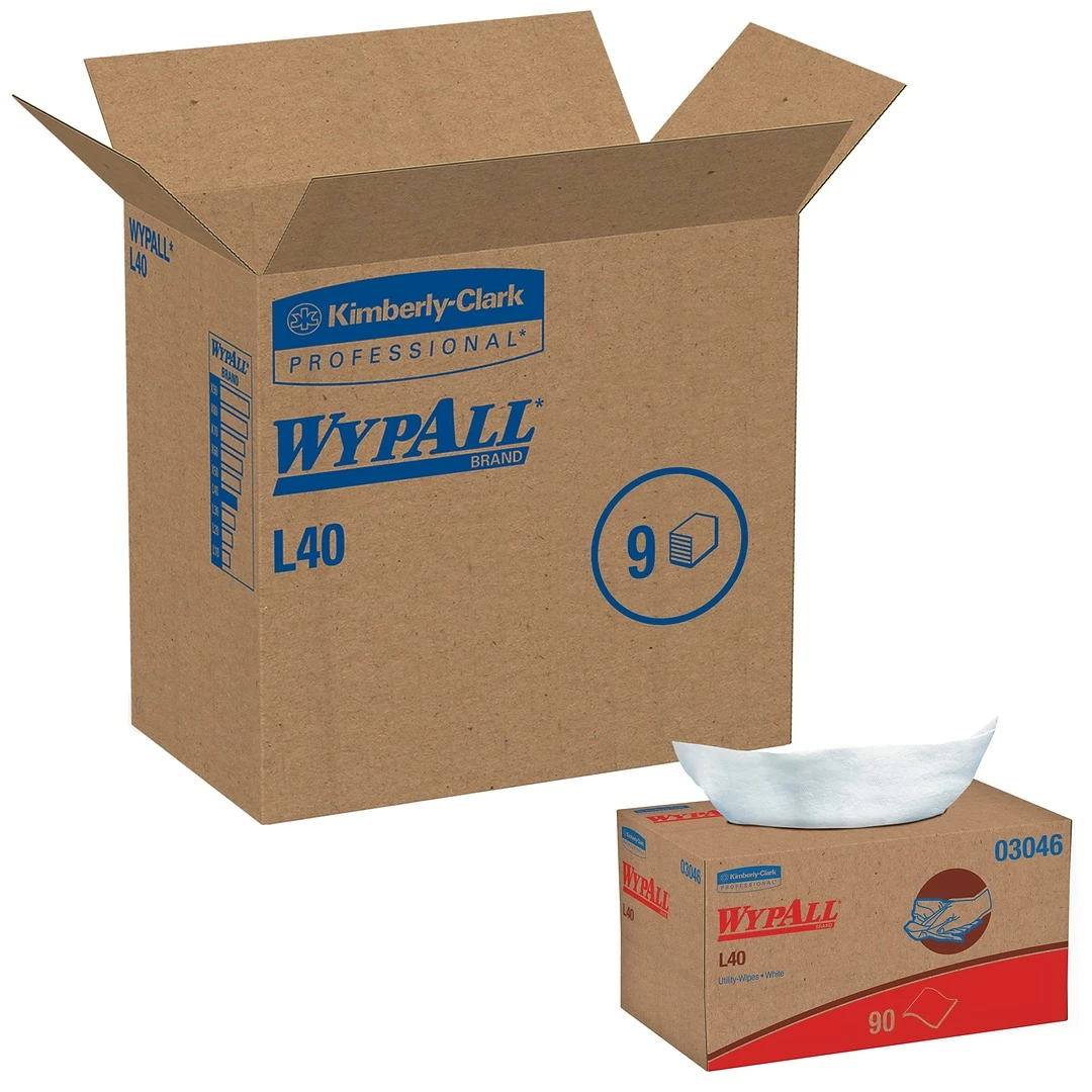 Wypall® L40 Wipers, White, 90 Wipers/Box, 9 Boxes/Carton 3 Wypall® L40 Wipers, White, 90 Wipers/Box, 9 Boxes/Carton
