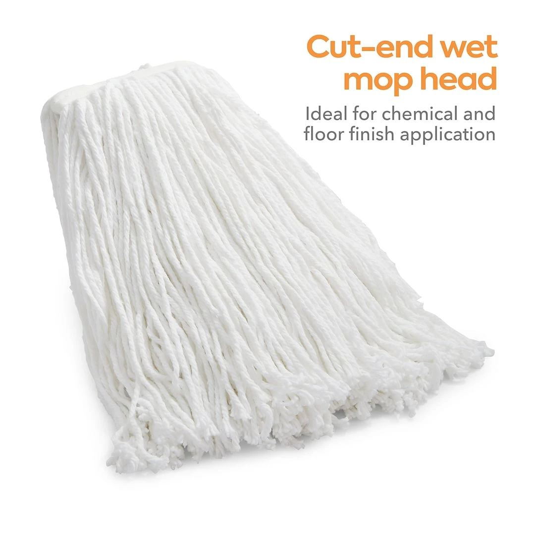 Coastwide Professional™ Cut-End Wet Mop Head, #24, Rayon, 1" Headband, White (CW57746) 3 Coastwide Professional™ Cut-End Wet Mop Head, #24, Rayon, 1" Headband, White (CW57746)