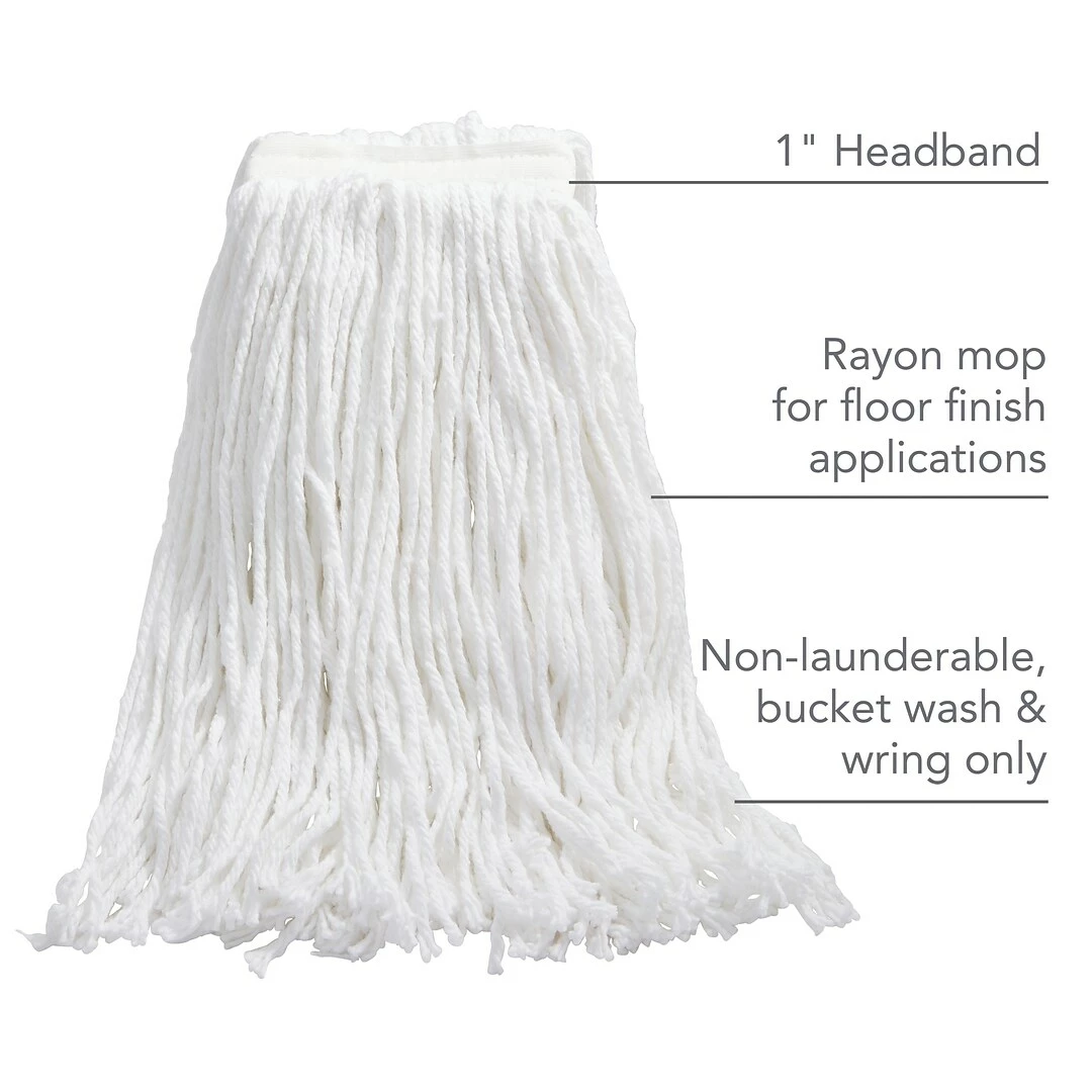 Coastwide Professional™ Cut-End Wet Mop Head, #24, Rayon, 1" Headband, White (CW57746) 4 Coastwide Professional™ Cut-End Wet Mop Head, #24, Rayon, 1" Headband, White (CW57746) - Image 2