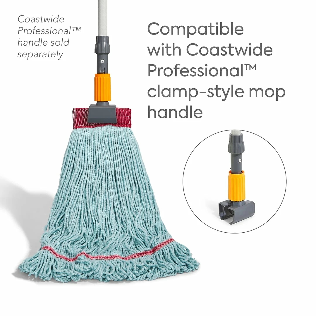 Coastwide Professional™ Looped-End Wet Mop Head, Large, Recycled PET, 5" Headband, Blue (CW57754) 5 Coastwide Professional™ Looped-End Wet Mop Head, Large, Recycled PET, 5" Headband, Blue (CW57754) - Image 3