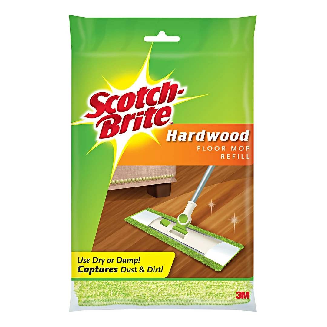 3M Scotch-Brite™ Microfiber Hardwood Floor Mop Refill, Green, 1/Pack (M-005-R)