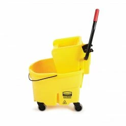Rubbermaid WaveBrake® 2.0 Janitorial Side-Press Bucket And Wringer, 26 Quart, Yellow (FG748000YEL)