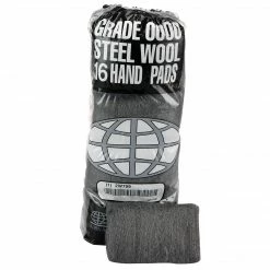 Global Material Steel Wool Hand Pad, #0000, Finest, 4" Wide, 12 Sleeves Per Case