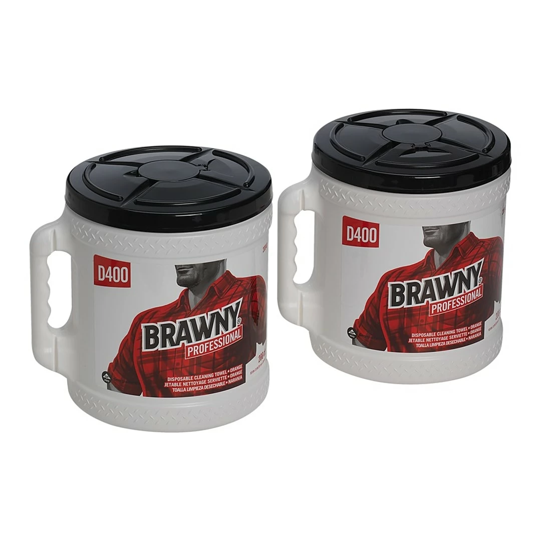 Brawny Professional D400 Durable Fibers Wipers, Orange, 200 Sheets/Bucket (20040) 4 Brawny Professional D400 Durable Fibers Wipers, Orange, 200 Sheets/Bucket (20040) - Image 2