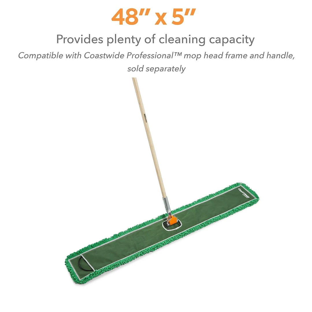 Coastwide Professional™ Looped-End Dust Mop Head, Microfiber, 48" X 5", Green (CW56772) 6 Coastwide Professional™ Looped-End Dust Mop Head, Microfiber, 48" X 5", Green (CW56772) - Image 4