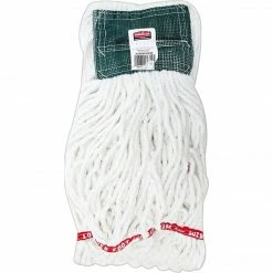 Rubbermaid Web Foot Shrinkless Looped-End Wet Mop HEad, Cotton/Synthetic, Medium, Green
