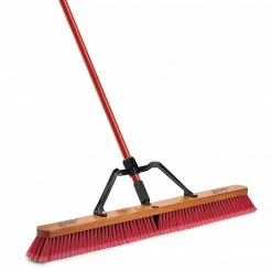 Libman Commercial 36" Multi-Surface Heavy-Duty Push Broom, Red & Black Bristles, 3/Carton (1101)